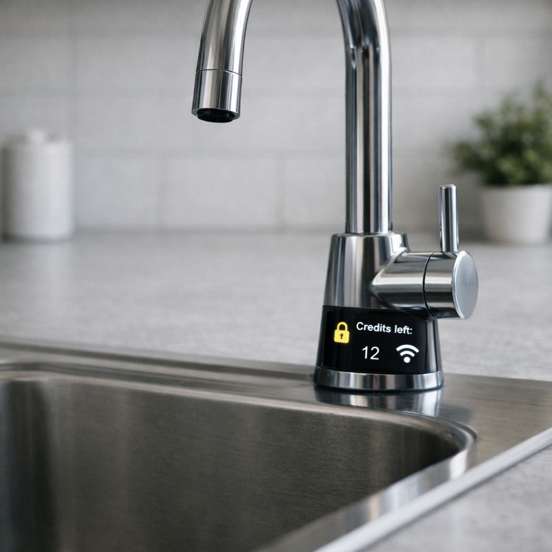 Grifo doméstico con acceso al agua bloqueado por sistema digital