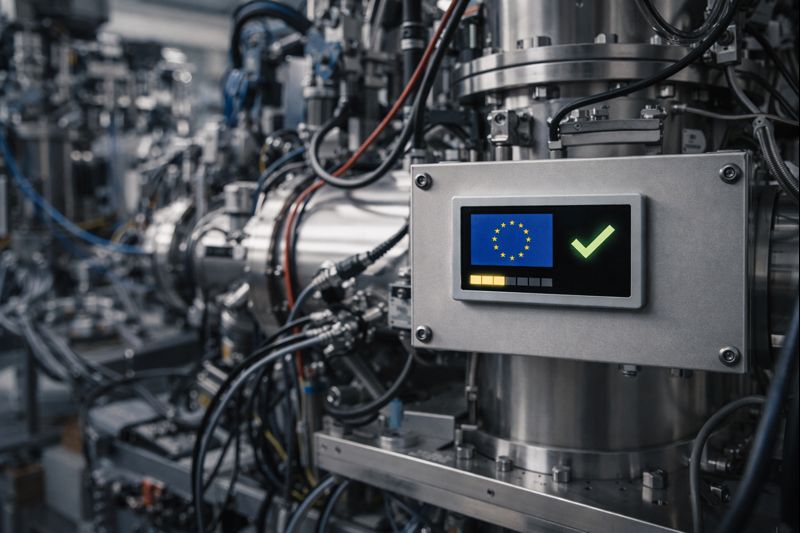 Sistema tecnológico complejo que simboliza la regulación europea