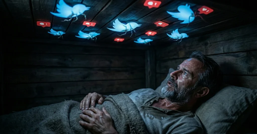 El impactante engaño del ayuno de dopamina: Pagar 2.000€ por jugar a ser pobre 4 El impactante síndrome de abstinencia digital con alucinaciones de Twitter en un retiro de dopamina.