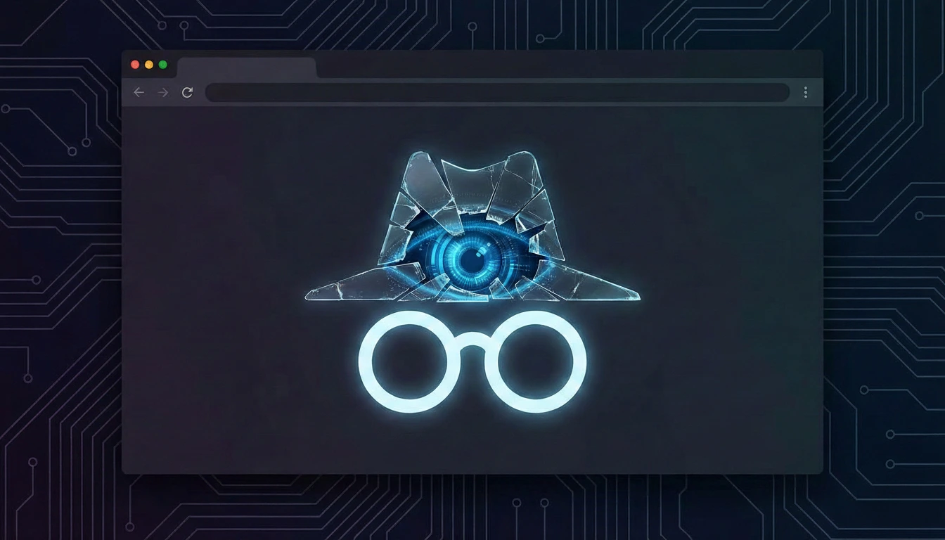 Máscara de incógnito rota mostrando el espionaje digital.