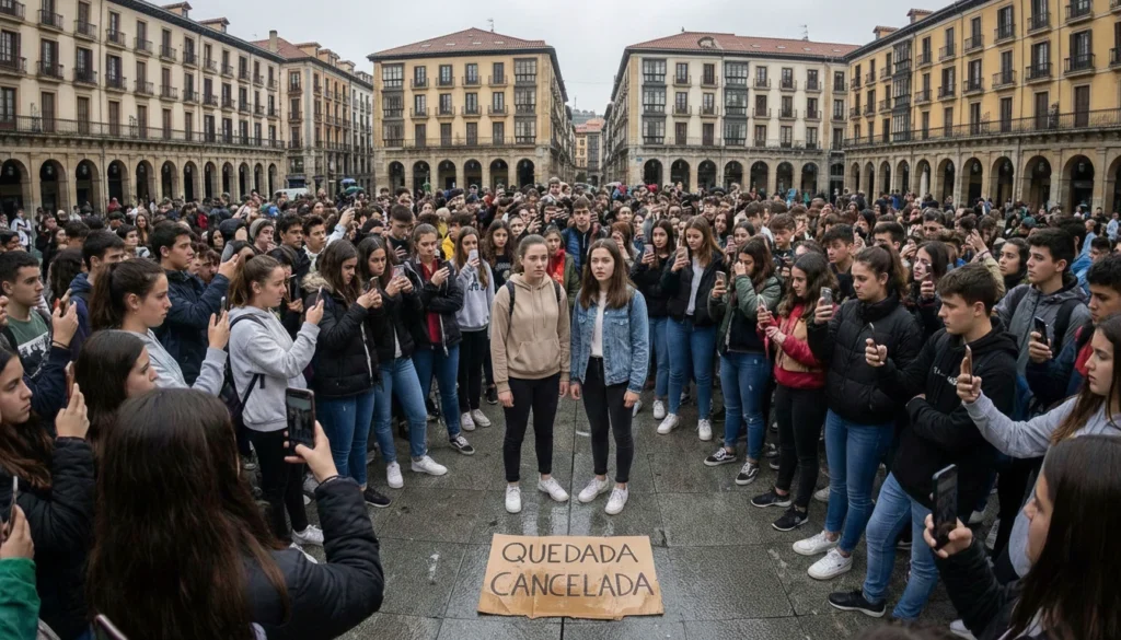 Cientos de adolescentes con el móvil en la mano acosando tras las cancelaciones provocadas por la pelea therian barcelona.