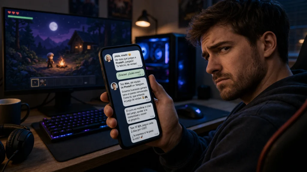 FBI investiga Steam: la tienda donde el malware te llega en un parche 6 Joven gamer leyendo en el móvil mensajes sospechosamente amables que le ofrecen trabajo relacionado con un videojuego y el motivo de que el FBI investiga Steam