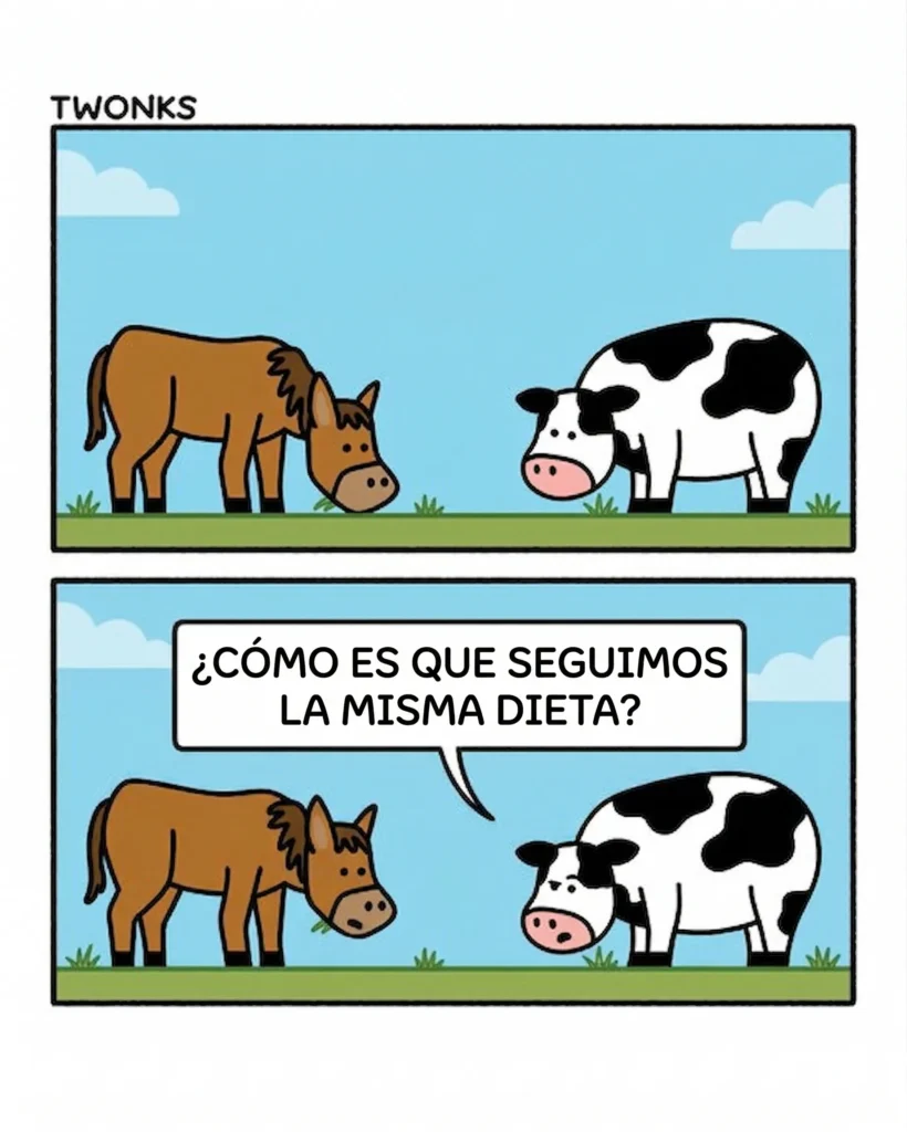 vaca y caballo comiendo pasto
